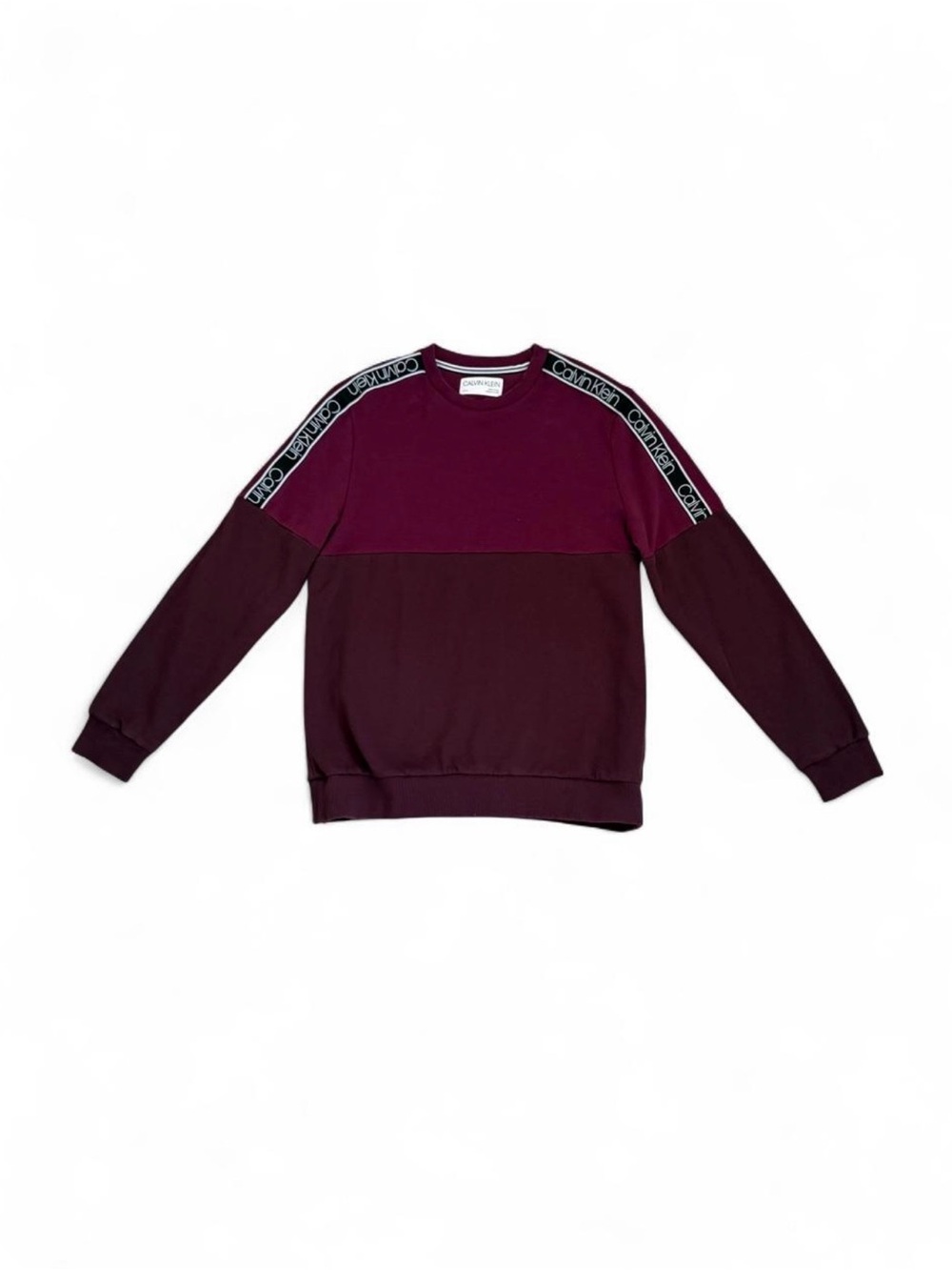 Calvin Klein Two-Tone Plum and Burgundy Crewneck Sweater
